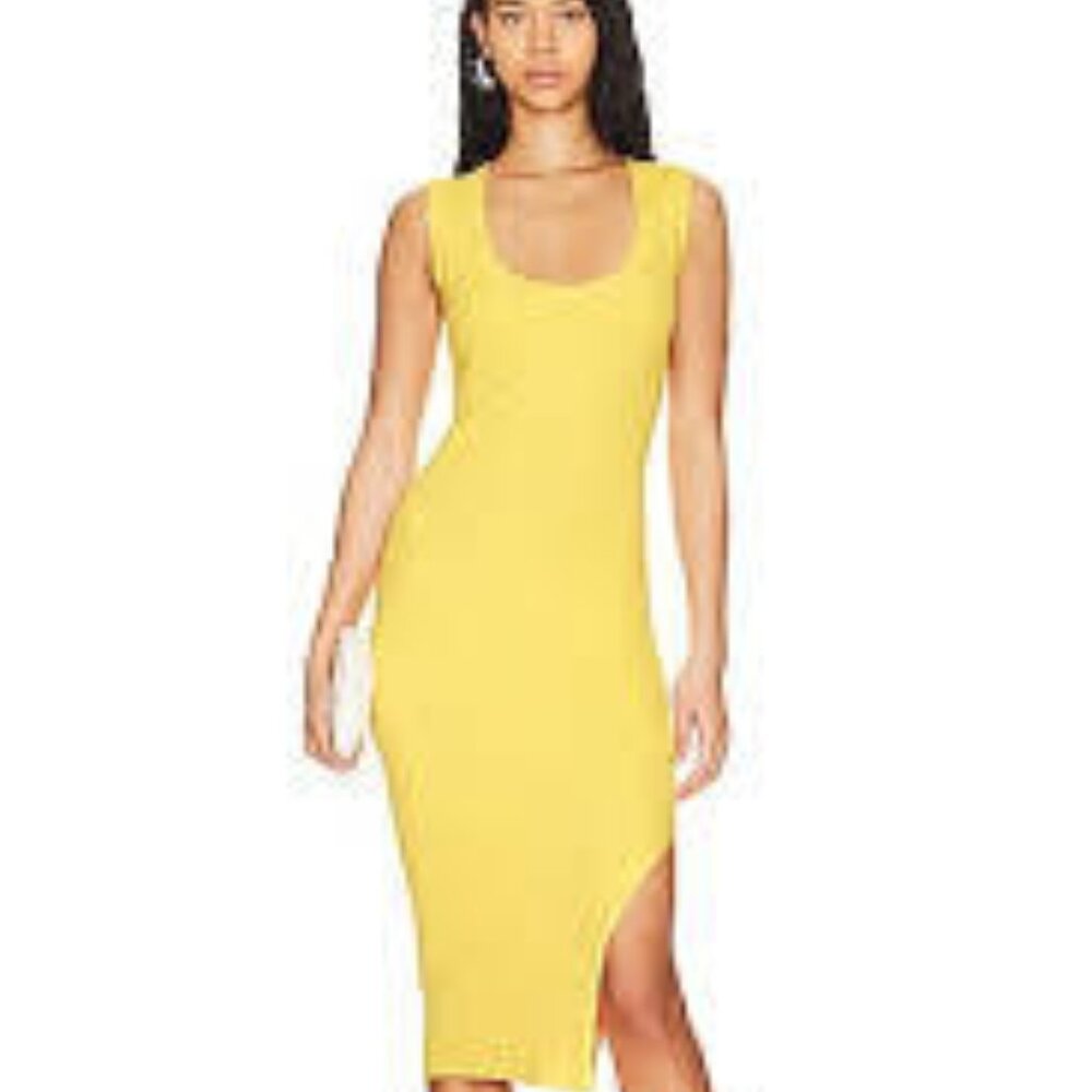 REVOLVE Yellow Scoop Neck Midi Dress